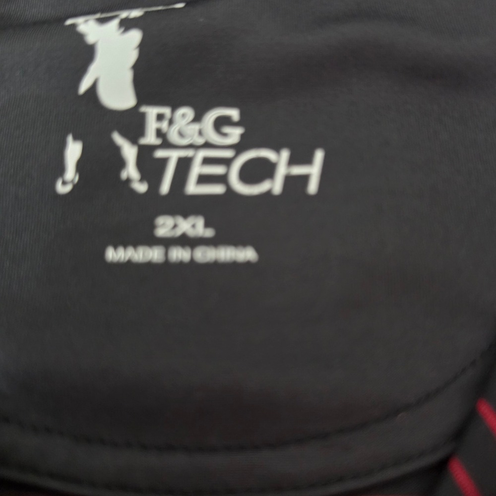 F&G Tech Polo Shirt Mens 2XL Black Red Excellent Whistling Straits Golf Striped - Picture 2 of 8